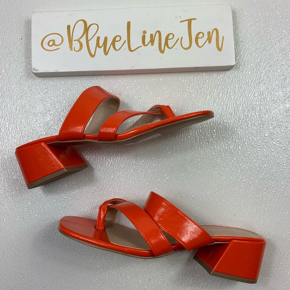 Patent Square Toe Thong Sandals NWOT Size 39